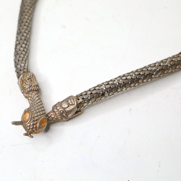 Vintage Gold Tone Snake Necklace | Coil Chain Statement Jewelry Fashion Mesh - Picture 10 of 12